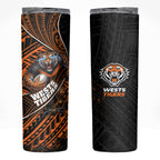 Wests Tigers Rugby Skinny Tumbler Tribal Polynesian Power Art - Lightning Mascot