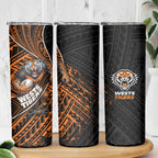 Wests Tigers Rugby Skinny Tumbler Tribal Polynesian Power Art - Lightning Mascot