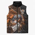 Wests Tigers Rugby Sleeveless Puffer Jacket Tribal Polynesian Power Art - Lightning Mascot