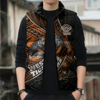 Wests Tigers Rugby Sleeveless Puffer Jacket Tribal Polynesian Power Art - Lightning Mascot