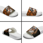 Wests Tigers Rugby Slide Sandals Tribal Polynesian Power Art - Lightning Mascot