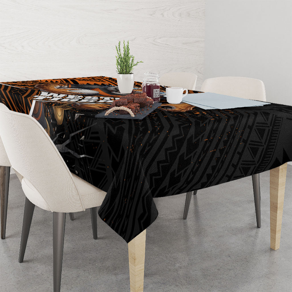 Wests Tigers Rugby Tablecloth Tribal Polynesian Power Art - Lightning Mascot