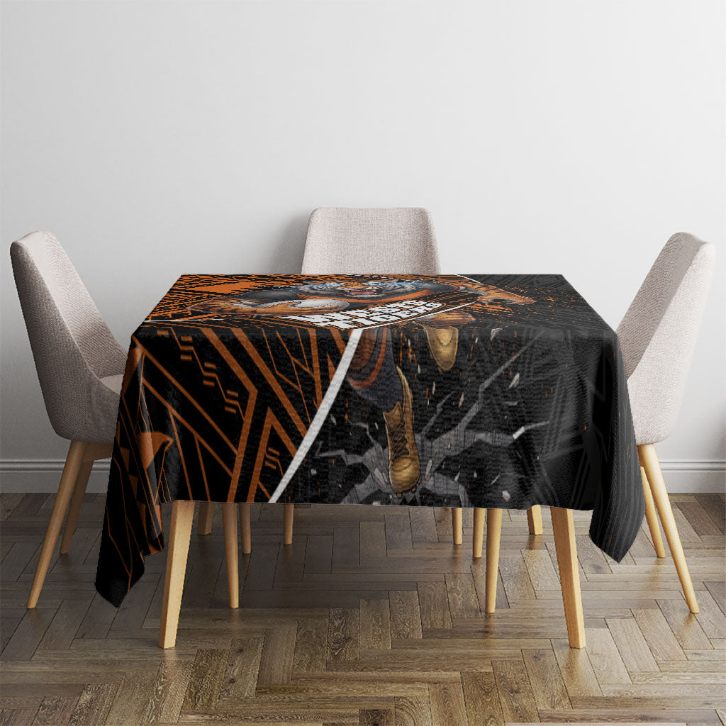 Wests Tigers Rugby Tablecloth Tribal Polynesian Power Art - Lightning Mascot