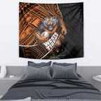 Wests Tigers Rugby Tapestry Tribal Polynesian Power Art - Lightning Mascot