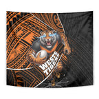 Wests Tigers Rugby Tapestry Tribal Polynesian Power Art - Lightning Mascot