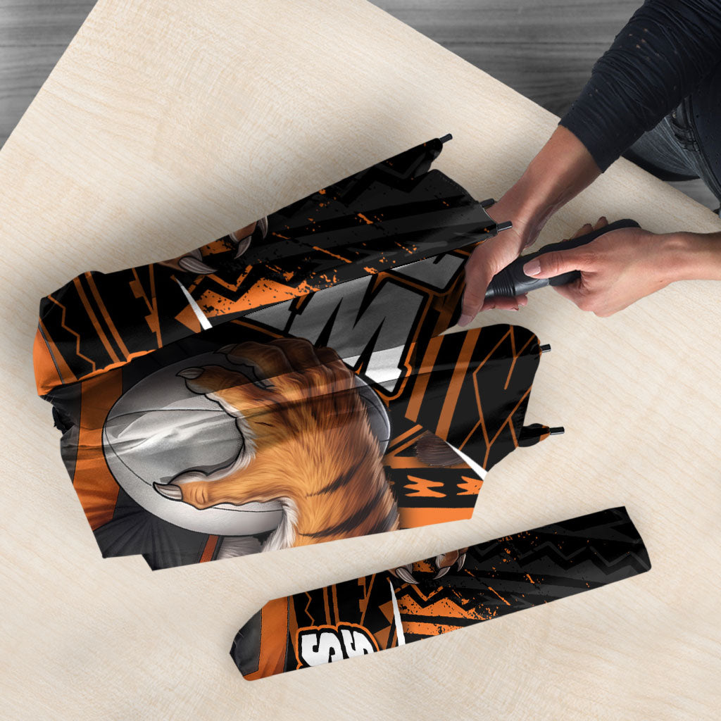 Wests Tigers Rugby Umbrella Tribal Polynesian Power Art - Lightning Mascot