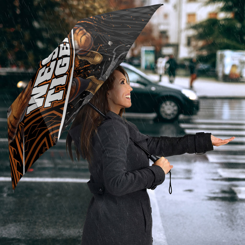 Wests Tigers Rugby Umbrella Tribal Polynesian Power Art - Lightning Mascot