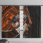 Wests Tigers Rugby Window Curtain Tribal Polynesian Power Art - Lightning Mascot