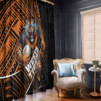 Wests Tigers Rugby Window Curtain Tribal Polynesian Power Art - Lightning Mascot