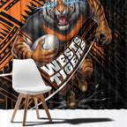 Wests Tigers Rugby Window Curtain Tribal Polynesian Power Art - Lightning Mascot