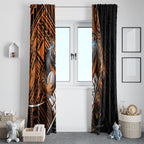 Wests Tigers Rugby Window Curtain Tribal Polynesian Power Art - Lightning Mascot