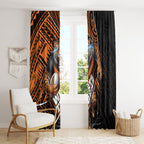 Wests Tigers Rugby Window Curtain Tribal Polynesian Power Art - Lightning Mascot