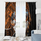 Wests Tigers Rugby Window Curtain Tribal Polynesian Power Art - Lightning Mascot