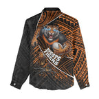 Wests Tigers Rugby Women Casual Shirt Tribal Polynesian Power Art - Lightning Mascot
