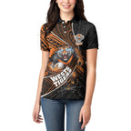 Wests Tigers Rugby Women Polo Shirt Tribal Polynesian Power Art - Lightning Mascot