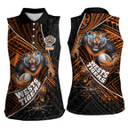 Wests Tigers Rugby Women Sleeveless Polo Shirt Tribal Polynesian Power Art - Lightning Mascot