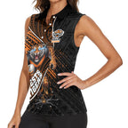 Wests Tigers Rugby Women Sleeveless Polo Shirt Tribal Polynesian Power Art - Lightning Mascot
