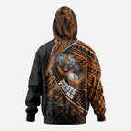 Wests Tigers Rugby Zip Hoodie Tribal Polynesian Power Art - Lightning Mascot