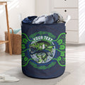 Personalised Barramundi Fishing Laundry Basket Aboriginal Dot Art Fierce Fish