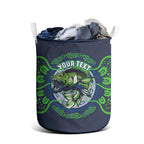 Personalised Barramundi Fishing Laundry Basket Aboriginal Dot Art Fierce Fish