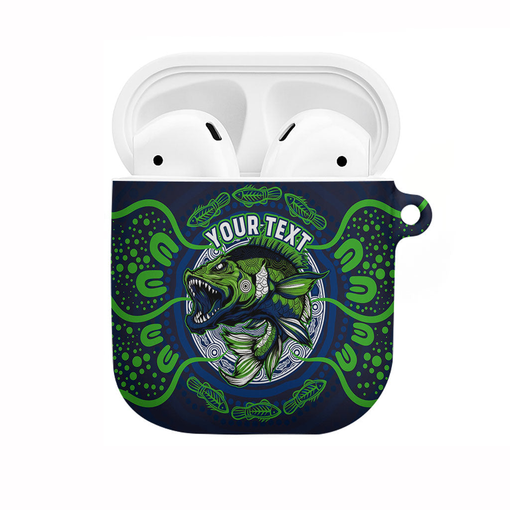 Personalised Barramundi Fishing AirPods Case Aboriginal Dot Art Fierce Fish