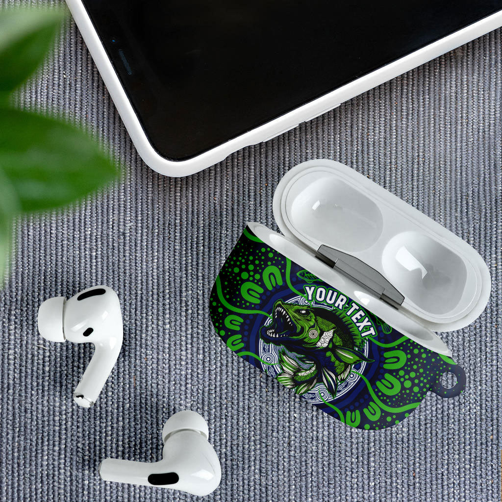 Personalised Barramundi Fishing AirPods Case Aboriginal Dot Art Fierce Fish