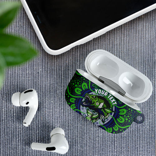 Personalised Barramundi Fishing AirPods Case Aboriginal Dot Art Fierce Fish