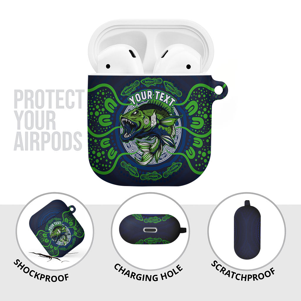 Personalised Barramundi Fishing AirPods Case Aboriginal Dot Art Fierce Fish