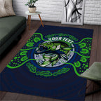Personalised Barramundi Fishing Area Rug Aboriginal Dot Art Fierce Fish