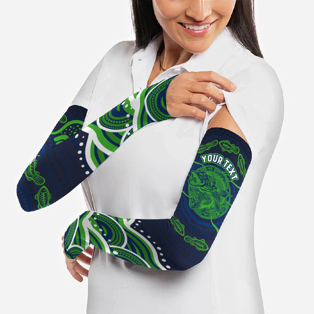 Personalised Barramundi Fishing Arm Sleeves Aboriginal Dot Art Fierce Fish