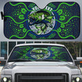 Personalised Barramundi Fishing Auto Sun Shade Aboriginal Dot Art Fierce Fish