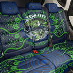 Personalised Barramundi Fishing Back Car Seat Cover Aboriginal Dot Art Fierce Fish