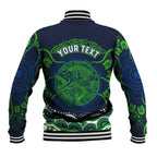 Personalised Barramundi Fishing Baseball Jacket Aboriginal Dot Art Fierce Fish