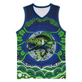 Personalised Barramundi Fishing Basketball Jersey Aboriginal Dot Art Fierce Fish