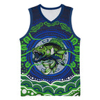 Personalised Barramundi Fishing Basketball Jersey Aboriginal Dot Art Fierce Fish