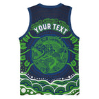 Personalised Barramundi Fishing Basketball Jersey Aboriginal Dot Art Fierce Fish