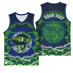 Personalised Barramundi Fishing Basketball Jersey Aboriginal Dot Art Fierce Fish