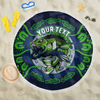 Personalised Barramundi Fishing Beach Blanket Aboriginal Dot Art Fierce Fish