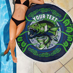 Personalised Barramundi Fishing Beach Blanket Aboriginal Dot Art Fierce Fish