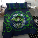Personalised Barramundi Fishing Bedding Set Aboriginal Dot Art Fierce Fish