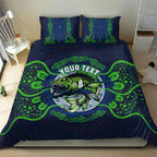 Personalised Barramundi Fishing Bedding Set Aboriginal Dot Art Fierce Fish