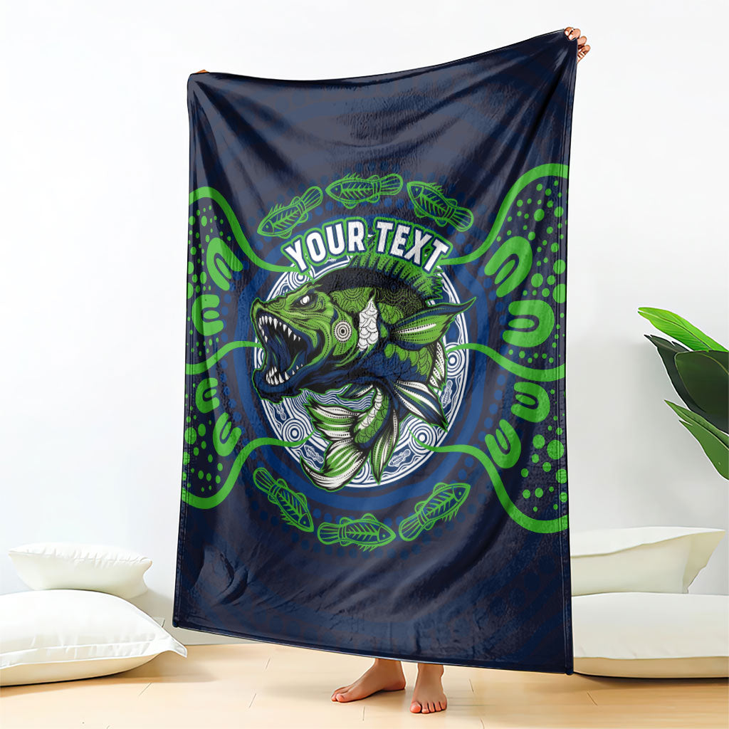 Personalised Barramundi Fishing Blanket Aboriginal Dot Art Fierce Fish