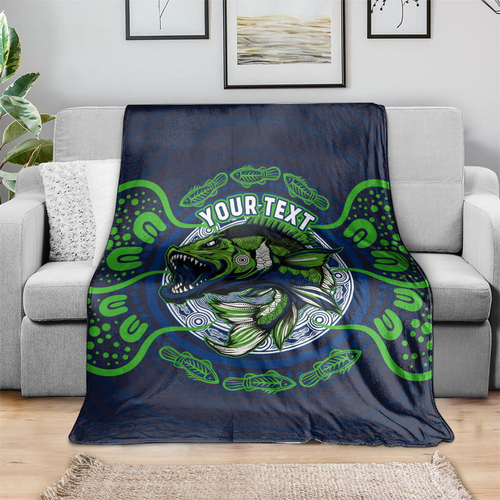 Personalised Barramundi Fishing Blanket Aboriginal Dot Art Fierce Fish