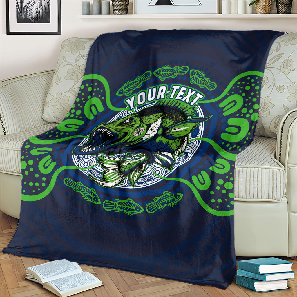 Personalised Barramundi Fishing Blanket Aboriginal Dot Art Fierce Fish
