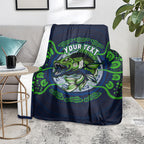 Personalised Barramundi Fishing Blanket Aboriginal Dot Art Fierce Fish