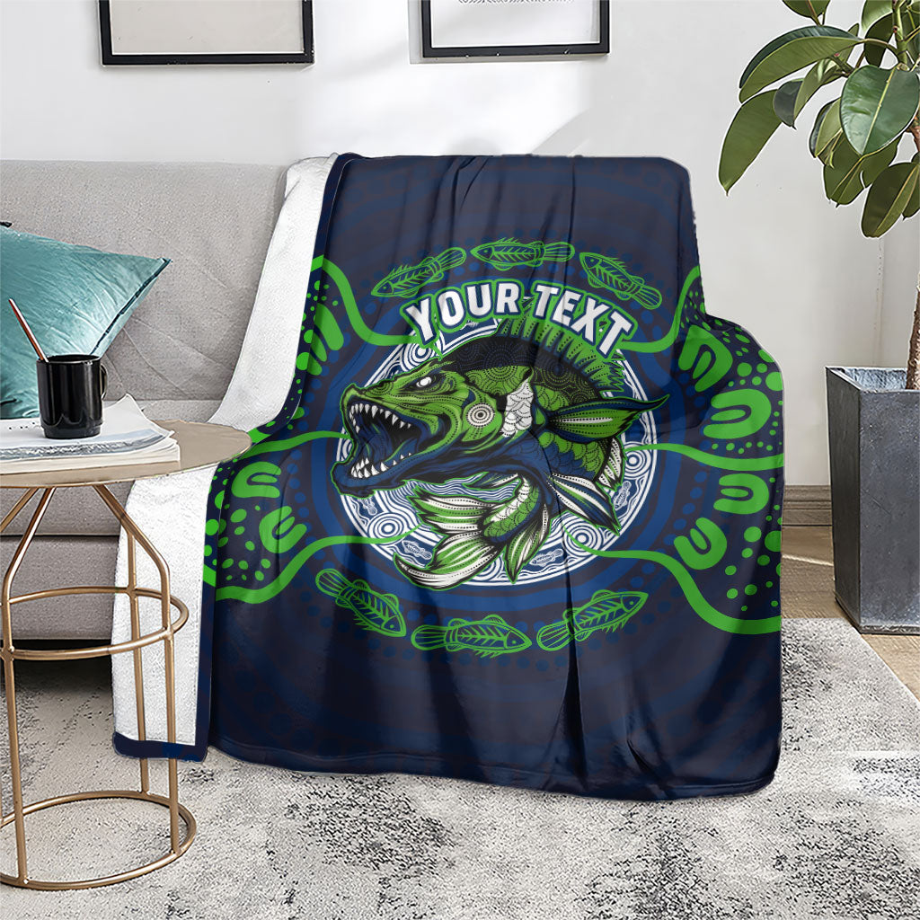 Personalised Barramundi Fishing Blanket Aboriginal Dot Art Fierce Fish