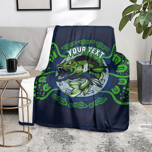 Personalised Barramundi Fishing Blanket Aboriginal Dot Art Fierce Fish