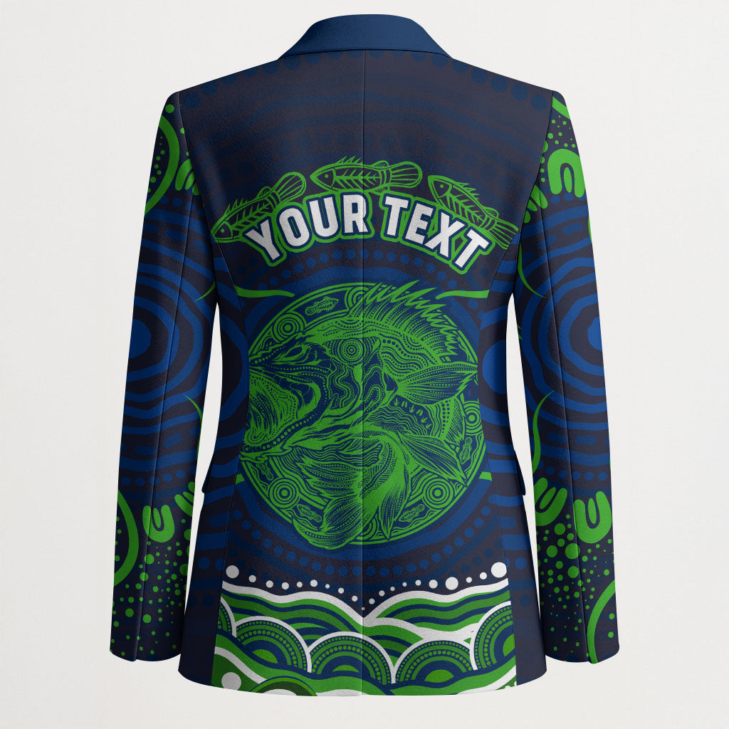 Personalised Barramundi Fishing Blazer Aboriginal Dot Art Fierce Fish