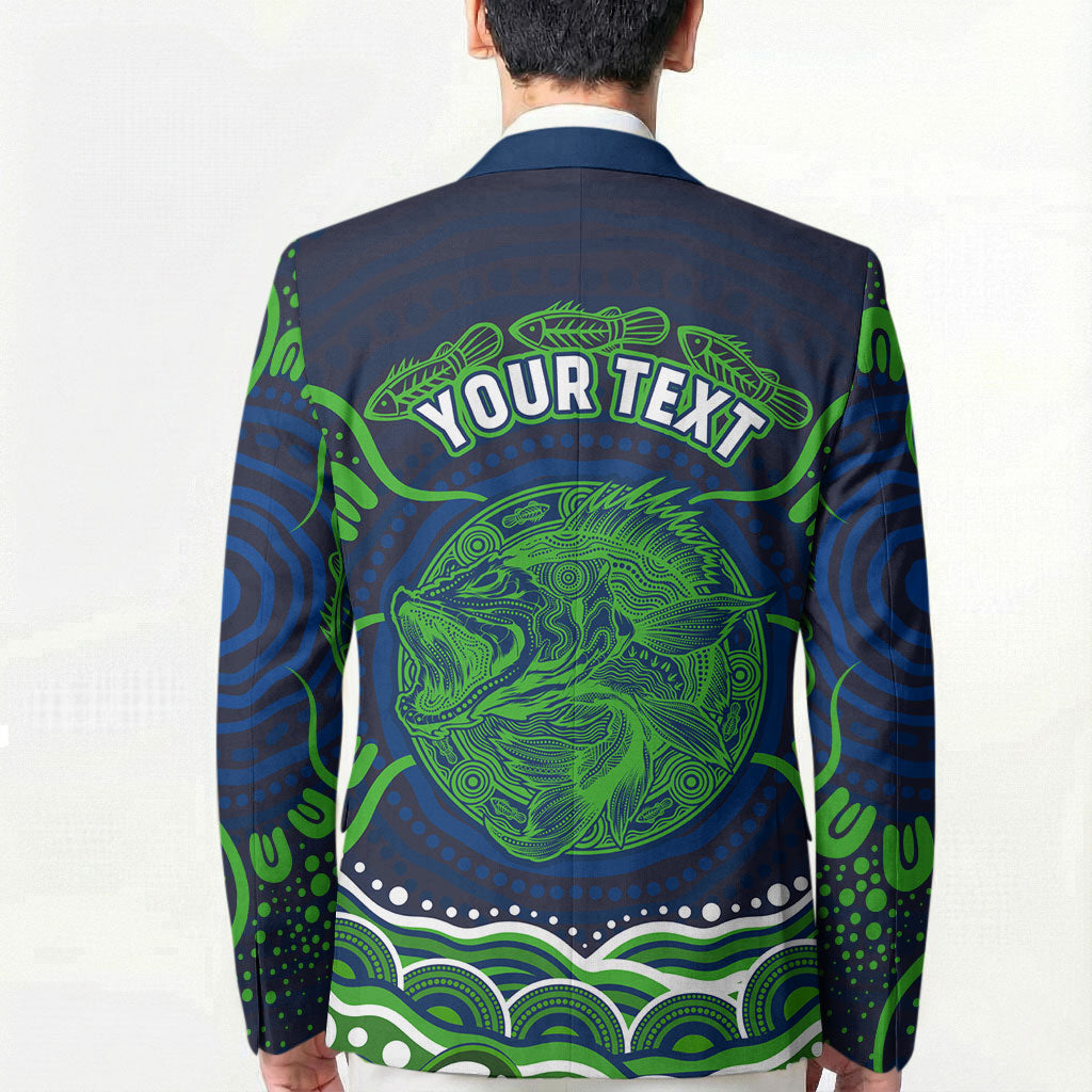 Personalised Barramundi Fishing Blazer Aboriginal Dot Art Fierce Fish
