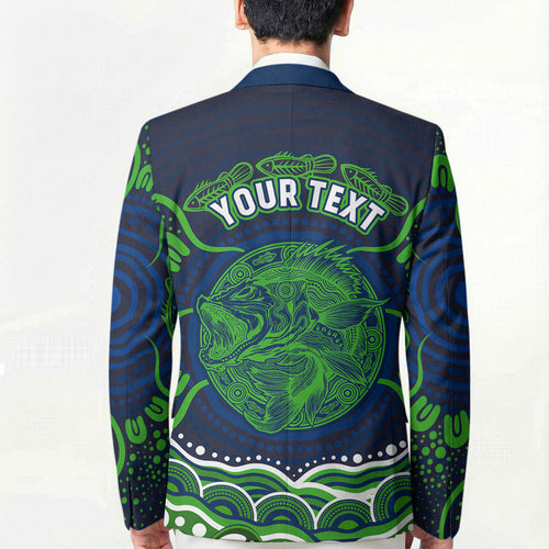 Personalised Barramundi Fishing Blazer Aboriginal Dot Art Fierce Fish